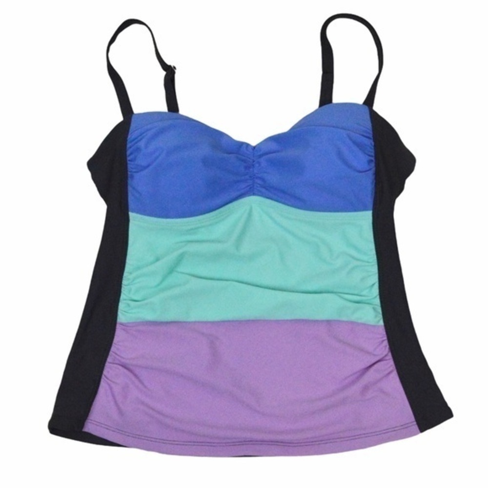 Free Country Pastel Color Block Tankini, Size Small